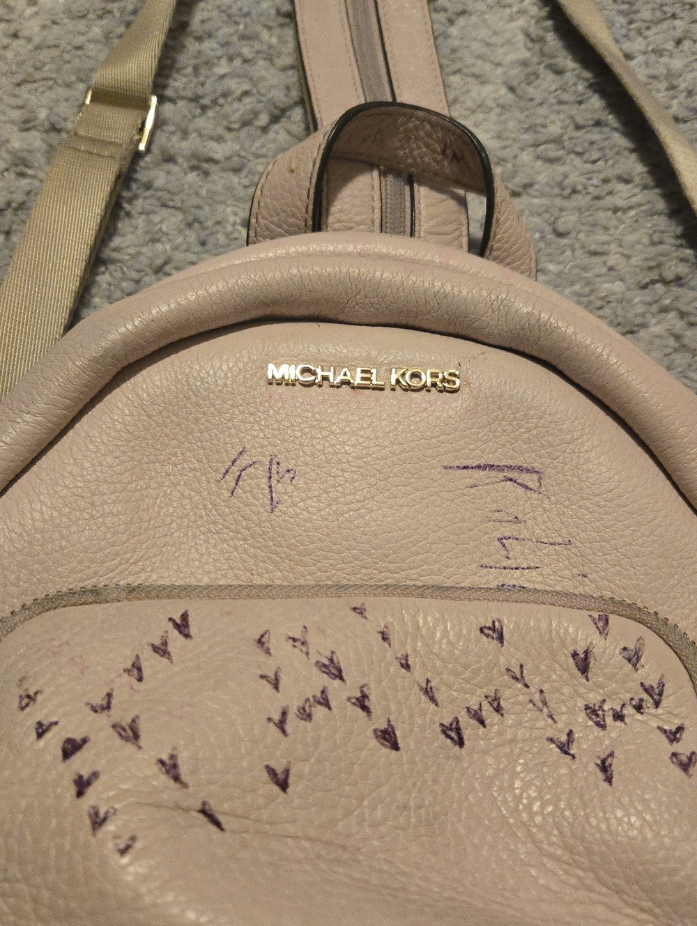 Michael Kors Abbey XS Pebble Leather Studded Sling Backpack - Blush Pink - Picture 2 of 12